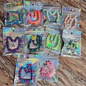 Homemade 10 Colorful Beaded Kids Bracelets Set
